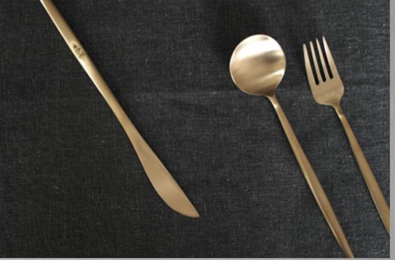Made in Korea Dinner Flatware Gold color Brass mom Etsy