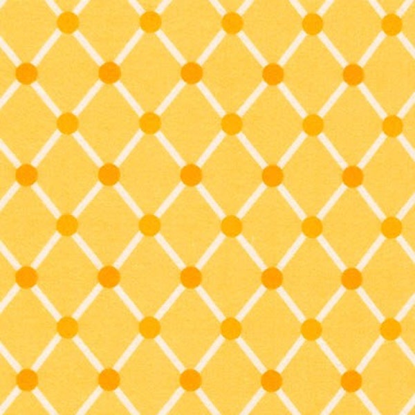 Flannel Cozy Cotton Yellow Diagonal Grid Fabric on Golden Yellow by the yard – 100% Cotton by Robert Kaufman