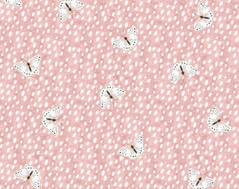 Flannel 'Baby in Bloom Fluttering Fawn' fabric by the yard and half-yard – 100% Cotton by 3 Wishes Fabrics