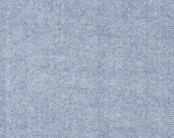 Shetland Flannel Herringbone 'Denim' Fabric by the yard – 100% Cotton by Robert Kaufman SRKF-13936-67 DENIM