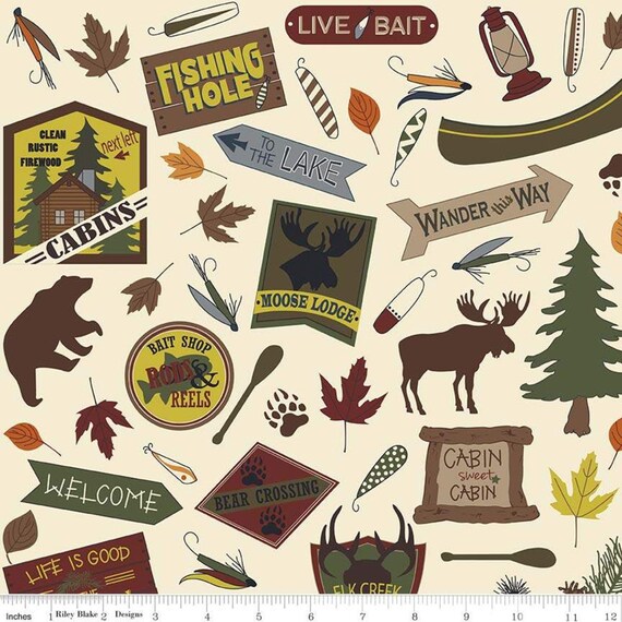 Flannel Cabin Fever Signs Symbols On Ivory By The Etsy