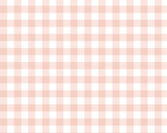 Flannel 'It's A Girl Gingham Blush' on Solid White by the yard – 100% Cotton by Riley Blake F13906-BLUSH