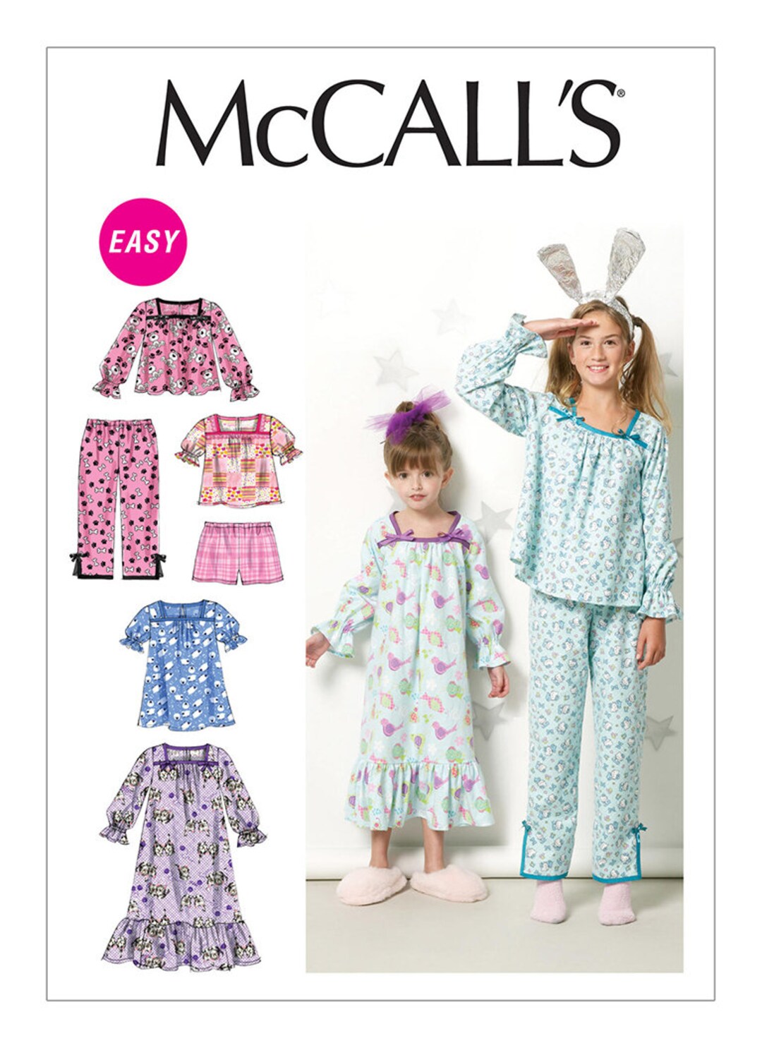 Mccall's M6459 Girl's Pajama & Gown Pattern, New uncut Sizes 3-4-5-6 or ...
