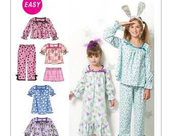 McCall's M6459 Girl's Pajama & Gown Pattern, New (uncut) - Sizes 3-4-5-6 or 7-8-10-12-14