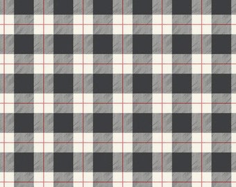 Flannel 'Adventure Plaid Charcoal' by the yard – 100% Cotton by Riley Blake F13902-CHARCOAL