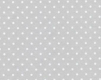 815 Flannel fabric white background blue tiny dots /& flowers with tossed gray elephants blue dots on ears sold by the yard.