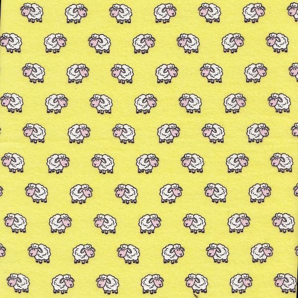 Flannel 'Fluffy White Sheep on Soft Yellow' by the yard from the 'Playful Cuties 4' Collection – 100% Cotton by 3 Wishes Fabrics