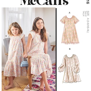 McCall's M8216 Girls and Misses Gown Pattern with Options, New (uncut) - Sizes Children's 3 – 8, Misses XS – XL all in one envelope