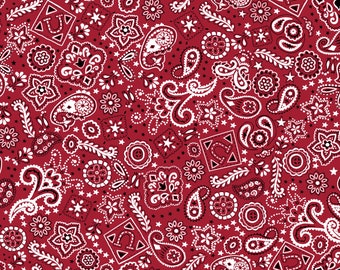 Flannel Bandana in Red by the 1/2 yard and full yard – 100% Cotton by Oasis