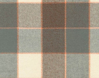 Tahoe Flannel Plaid 'Gray' Gray, Brown, Ivory and Orange Fabric by the yard – 100% Cotton by Robert Kaufman SRKF-16406-12 GREY