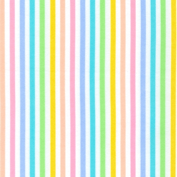 Flannel 'Cozy Cotton' Pastel Rainbow Stripes on White Fabric by the yard – 100% Cotton by Robert Kaufman SRKF-21360-198 PASTEL