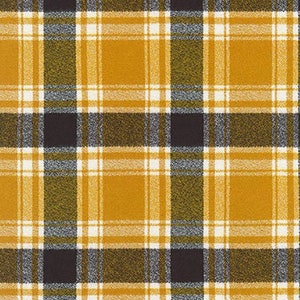 Mammoth Flannel Gold, Black and Ivory 'Saffron' Plaid Fabric by the yard – 100% Cotton by Robert Kaufman