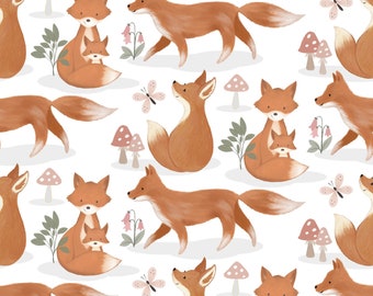 Flannel 'Baby in Bloom Fox Trot' fabric by the yard and half-yard – 100% Cotton by 3 Wishes Fabrics