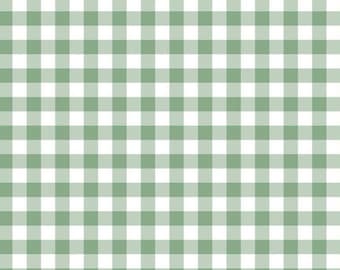 Flannel 'It's A Girl Gingham Sage' Green on White by the yard – 100% Cotton by Riley Blake F13906-SAGE