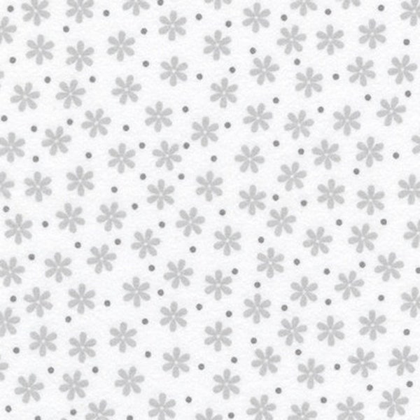 Flannel Cozy Cotton Gray Daisy Fabric by the yard – 100% Cotton by Robert Kaufman