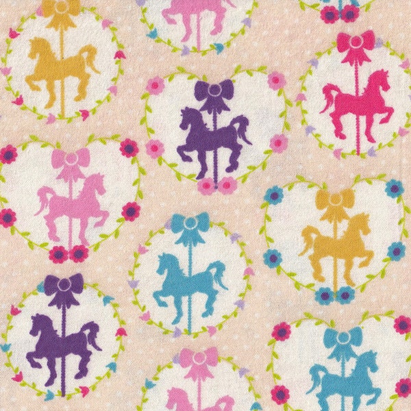 Flannel Sweet Horse Carousel by the Yard – 100% Cotton Flannel from David Textiles