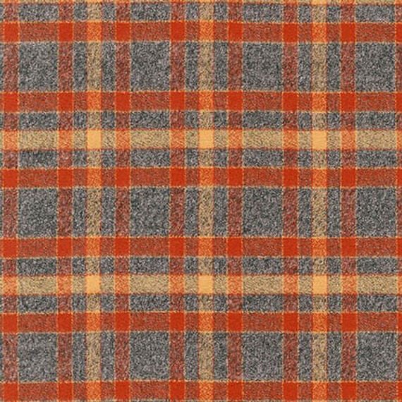 Robert Kaufman Fabrics Mammoth Flannel Rust Grey Plaid