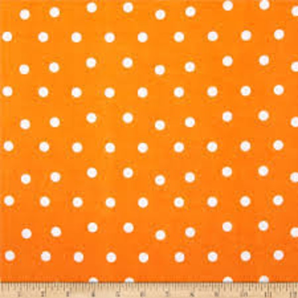 Flannel White Polka Dots on Orange by the yard – 100% Cotton by Fabri Quilt