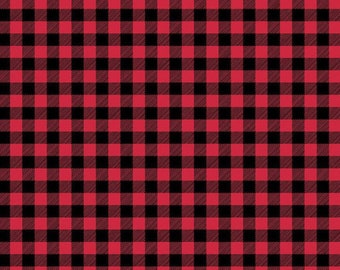 Flannel 'Buffalo Check Black/Red' by the yard – 100% Cotton by Riley Blake F13908-BLACKRED