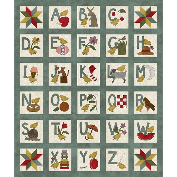 Flannel Color Wash Woolies 'Little Chicks ABC' Pre-Cut Quilt Kit – 100% Cotton by Bonnie Sullivan for Maywood Studios