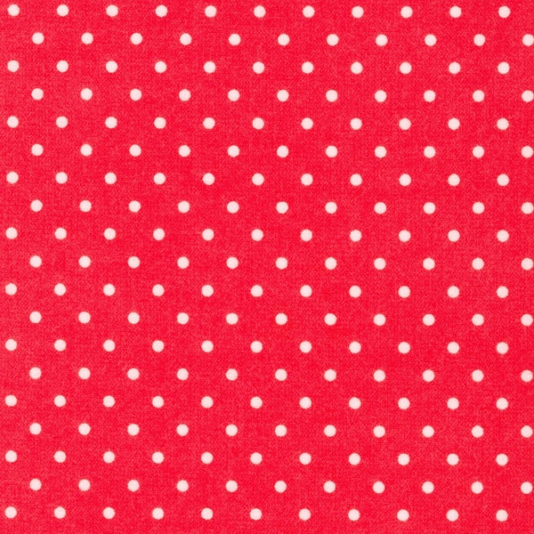 Flannel 'Cozy Cotton' Red and White Polka Dot Fabric by the yard – 100% Cotton by Robert Kaufman FIN-9255-3 RED