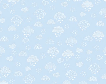 Flannel 'Sweet Dreams Dreamy Clouds' in Sky Blue by the half-yard and yard – 100% Cotton Flannel by Kanvas KAS12494F-05