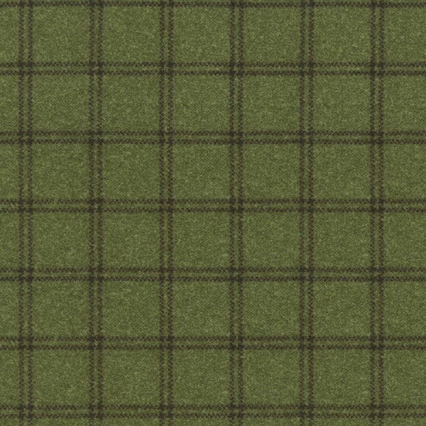 Flannel Green 'Woolies' Windowpane Plaid by the Yard – 100% cotton by Maywood Studio