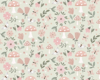 Flannel 'Baby in Bloom Butterflies and Blooms' fabric by the yard and half-yard – 100% Cotton by 3 Wishes Fabrics