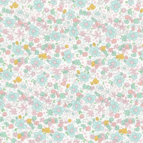 Flannel Pastel Floral Fabric Sara Jane 'Meadow' by the yard – 100% Cotton by Michael Miller