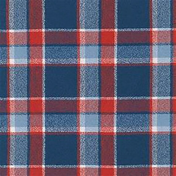 Mammoth Organic Flannel - Americana - Robert Kaufman Fabrics - 44 width -  red, white, blue - plaid flannel fabric - organic cotton