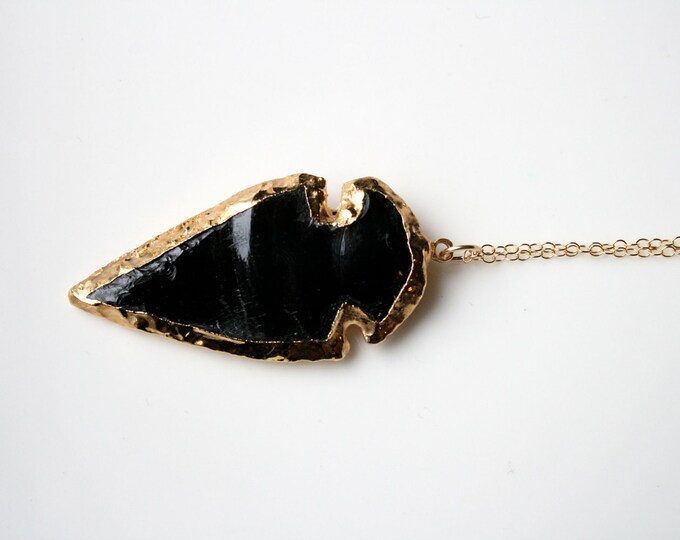 Black obsidian arrowhead necklace Clearance