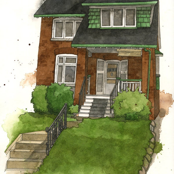 Custom House Portrait (Watercolor Illustration)