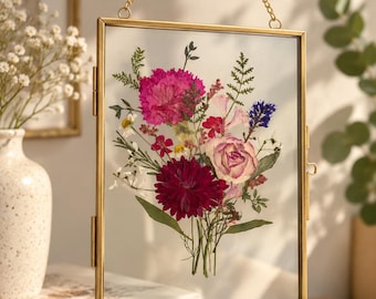 Personalized Birth Month Flower Frame, Real Pressed Flowers, Free Handwritten Personalization, Handmade Birthday Gift