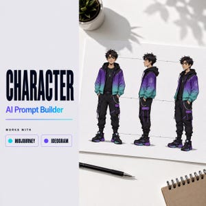 Charakter-KI-Prompt-Generator, konsistentes Design-Kit für digitale Illustratoren (Digitaler Download)