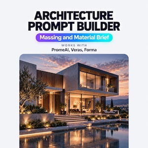 Architectuurvisualisatietool, opdrachtgenerator, materiaalbeschrijving en volumebepaling, digitale download voor architecten en ontwerpers
