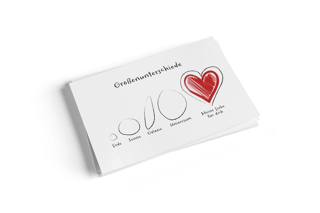 Carte d'amour « Différences de taille » – carte postale avec cœur rouge ...