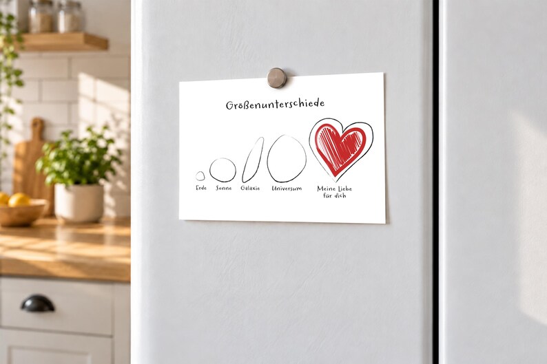 Carte d'amour « Différences de taille » – carte postale avec cœur rouge ...