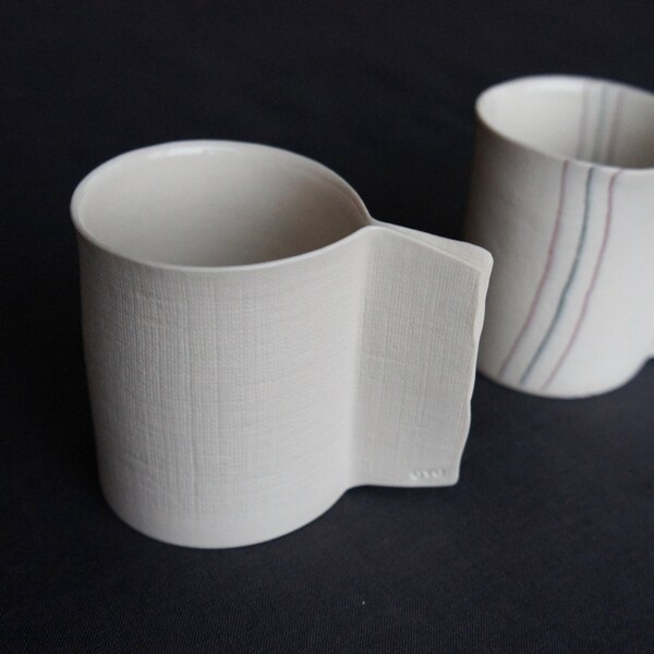 CMW "Taza de taza" - Blanco, comprobar, raya, BY