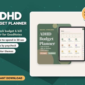 ADHD Budget Planner for GoodNotes, Undated Paycheck Budget & Bill Tracker