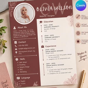 Web designer resume template canva word, UI UX designer resume cv, creative website developer resume, ATS friendly resume