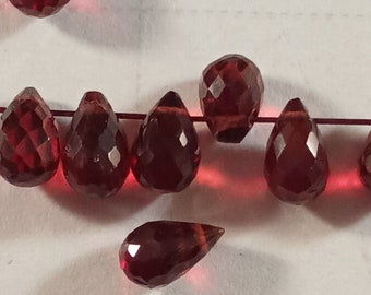 Garnet micro faceted drop shaped  top grade  beads mg1