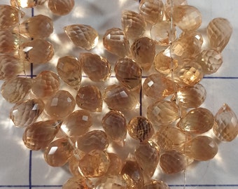 Citrine micro faceted drop shaped  top grade  beads mg25