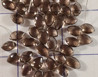 smokey quartz micro faceted marquis shaped  top grade  beads mg52