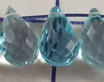 Blue topaz micro  faceted drop shaped  top grade beads mg34