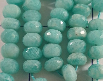 Amazonite hand faceted rhondell beautiful blue bead string