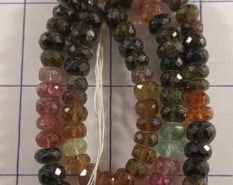 Watermelon tourmaline fat Rondell faceted beads