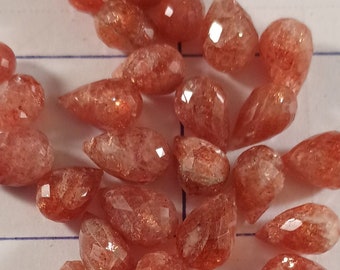 Sunstone faceted drops  beads.