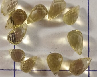lemon topaz micro  faceted drop  shaped  top grade  beads mg42