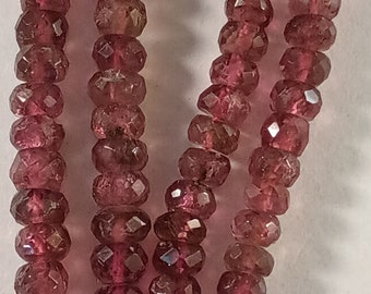 Pink rubellite faceted tourmaline 16 inch  bead string