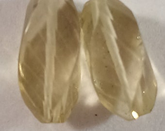 Lemon topaz  faceted twist  shaped  beads mg45